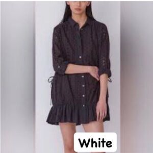 THAKOON White Eyelet Button Up Tunic Dress NWT Size 4 MSRP $498